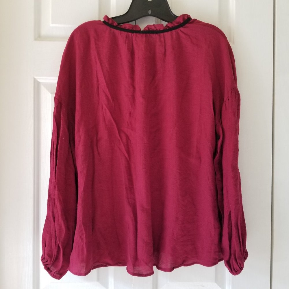 Blu Pepper flowy boho chic maroon wine top - Picture 5 of 10